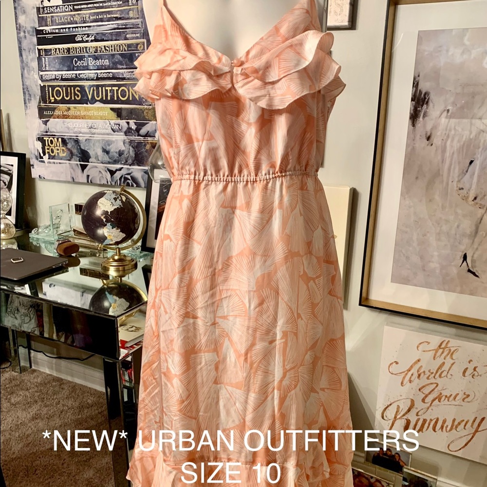 Urban Outfitters midi coral flowy floral dress